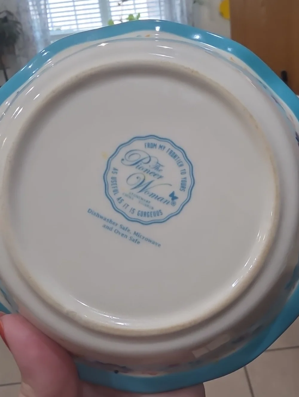 Blue Floral Ceramic Serving Bowl